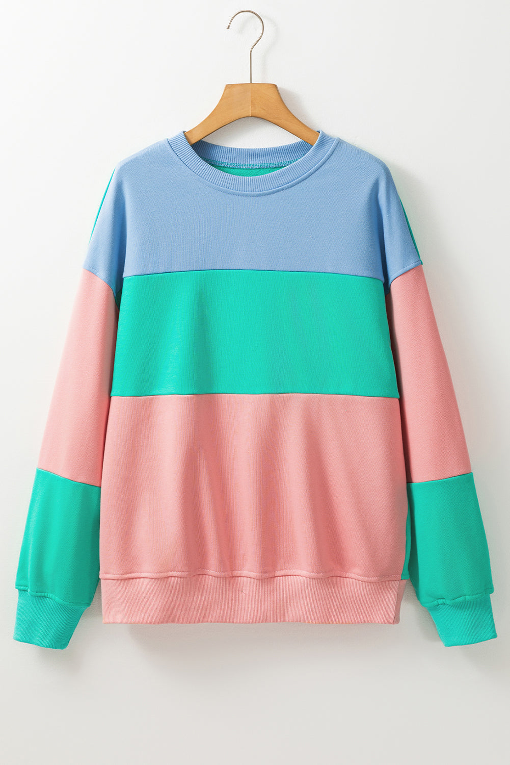 Blossom Colorblock Patchwork Drop Shoulder Sweatshirt - Glimmer Road 