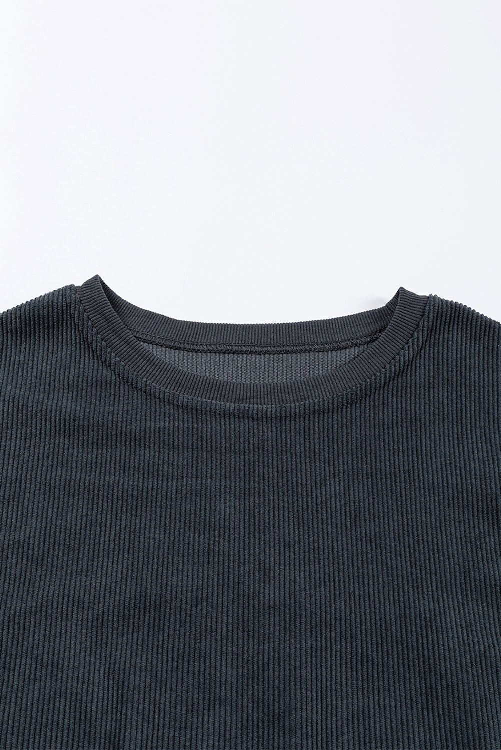 Dark Grey Ribbed Corduroy Oversized Sweatshirt - Glimmer Road 