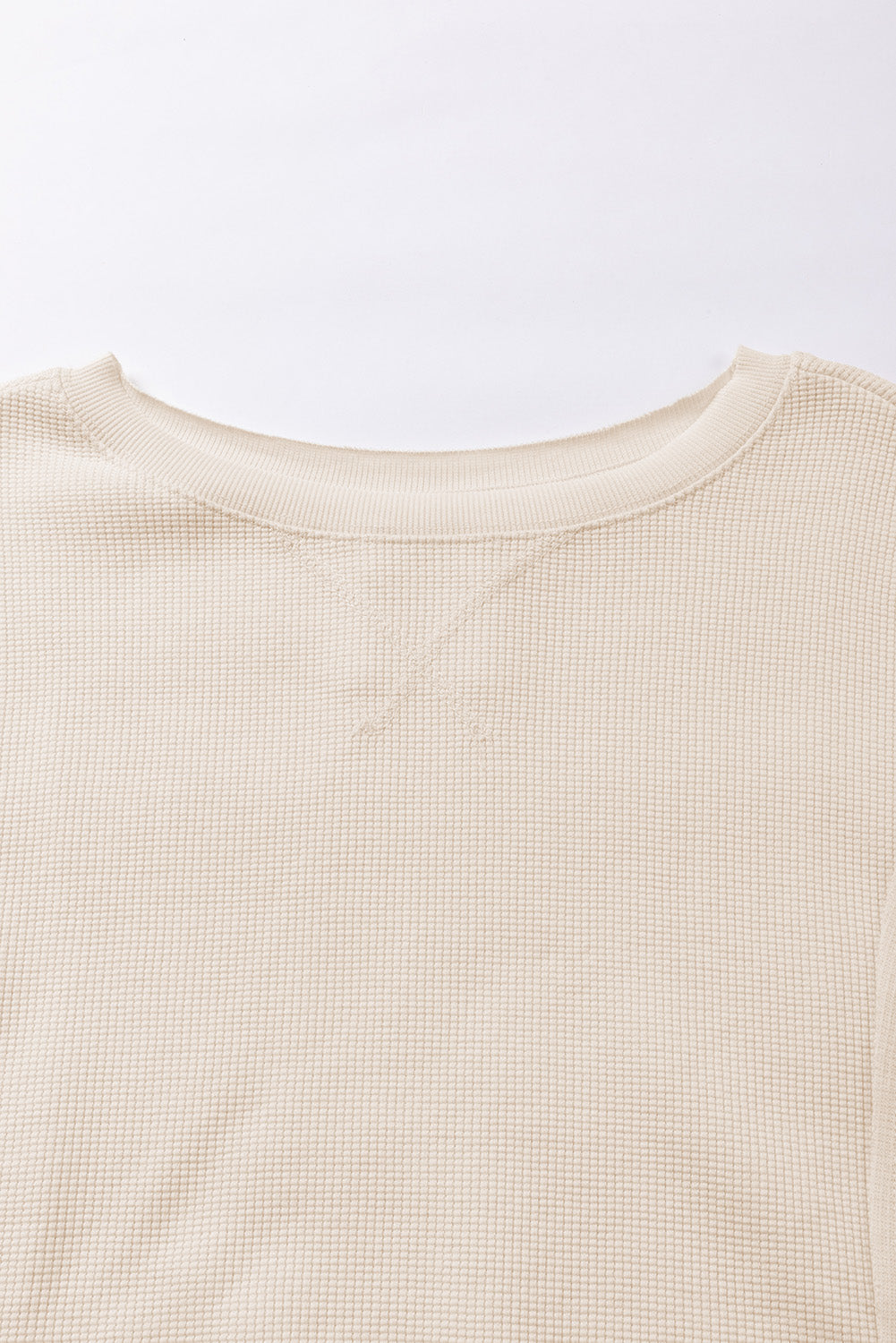 White Waffle Knit Bishop Sleeve Split Oversized Sweatshirt - Glimmer Road 