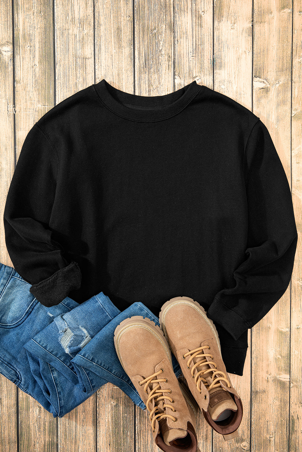Smoke Green Solid Fleece Lined Drop Shoulder Terry Sweatshirt - Glimmer Road 