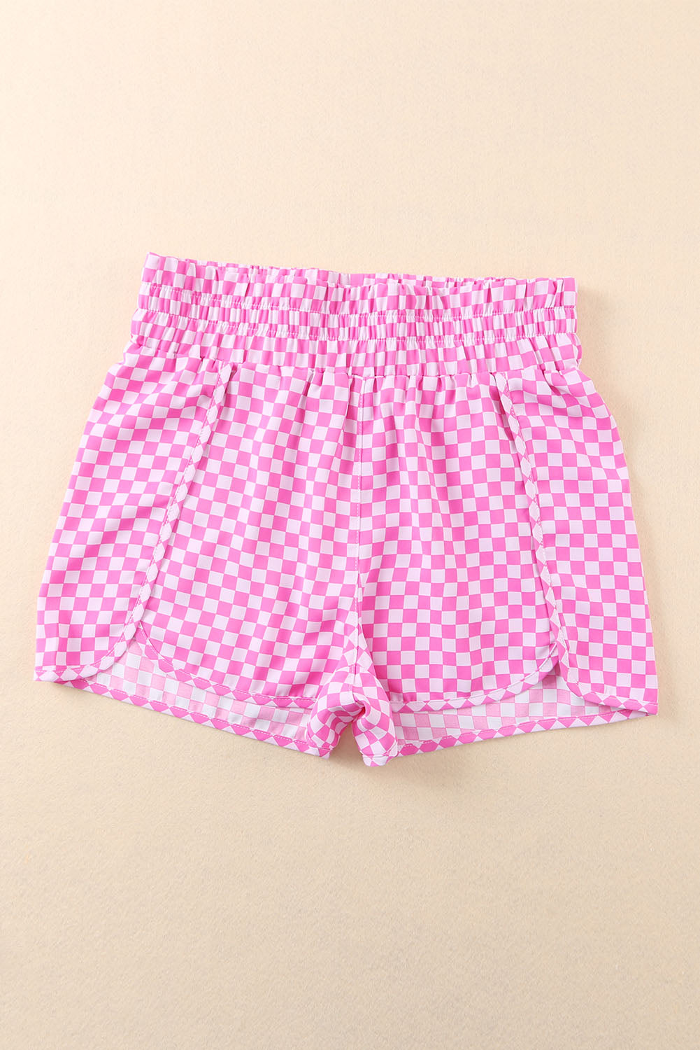 Pink Plaid High Waisted Athletic Shorts - Glimmer Road 