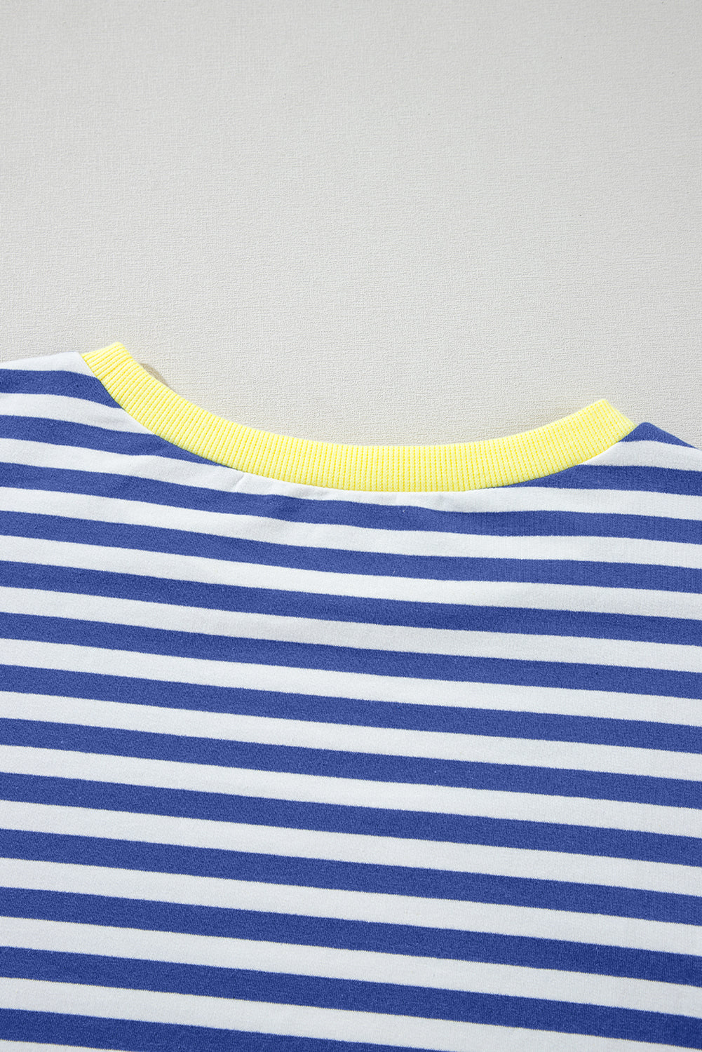 Blue Stripe Oversized Contrast Trim Pullover Sweatshirt - Glimmer Road 