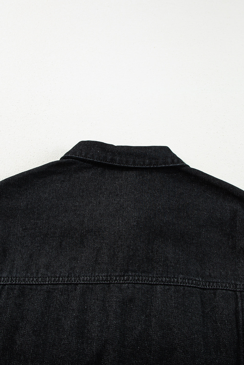 Black Raw Edge Ruffled Short Sleeve Denim Jacket - Glimmer Road 