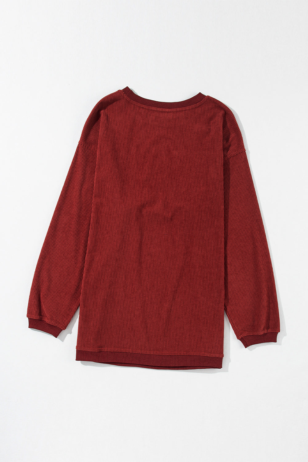 Racing Red Ribbed Corduroy Oversized Sweatshirt - Glimmer Road 