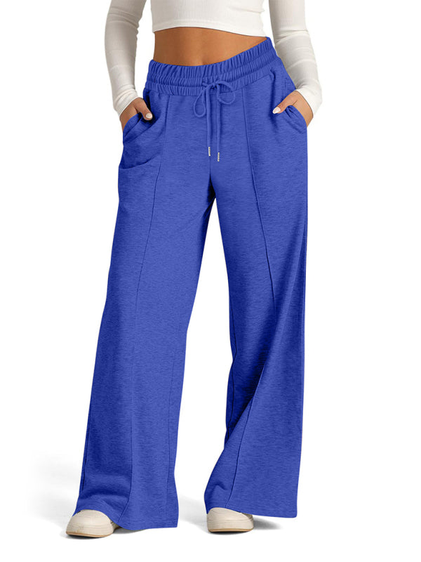 Women's Solid Color Waisted Fashion Wide Leg Casual Pants