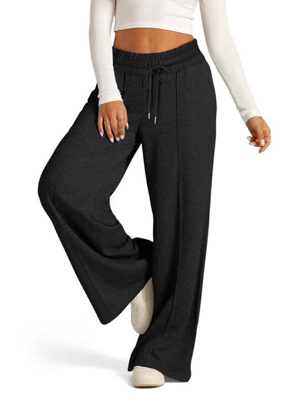 Women's Solid Color Waisted Fashion Wide Leg Casual Pants