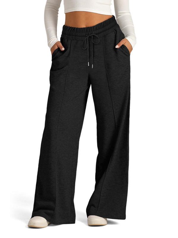 Women's Solid Color Waisted Fashion Wide Leg Casual Pants