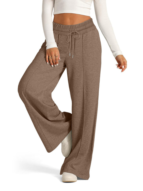 Women's Solid Color Waisted Fashion Wide Leg Casual Pants