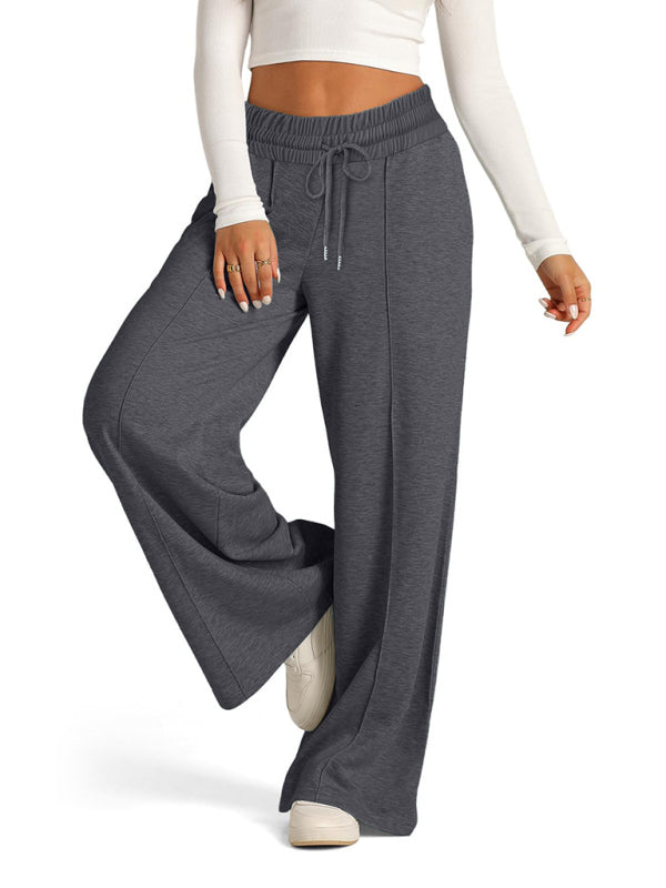 Women's Solid Color Waisted Fashion Wide Leg Casual Pants