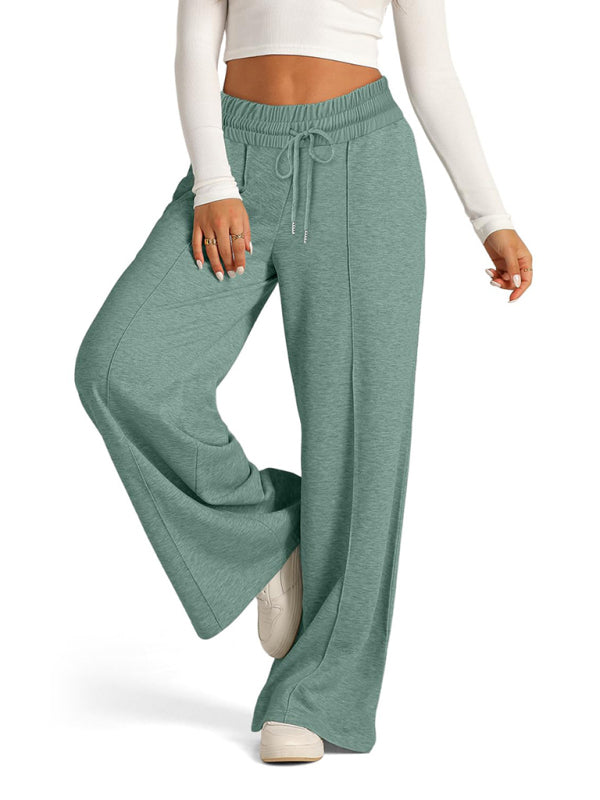 Women's Solid Color Waisted Fashion Wide Leg Casual Pants