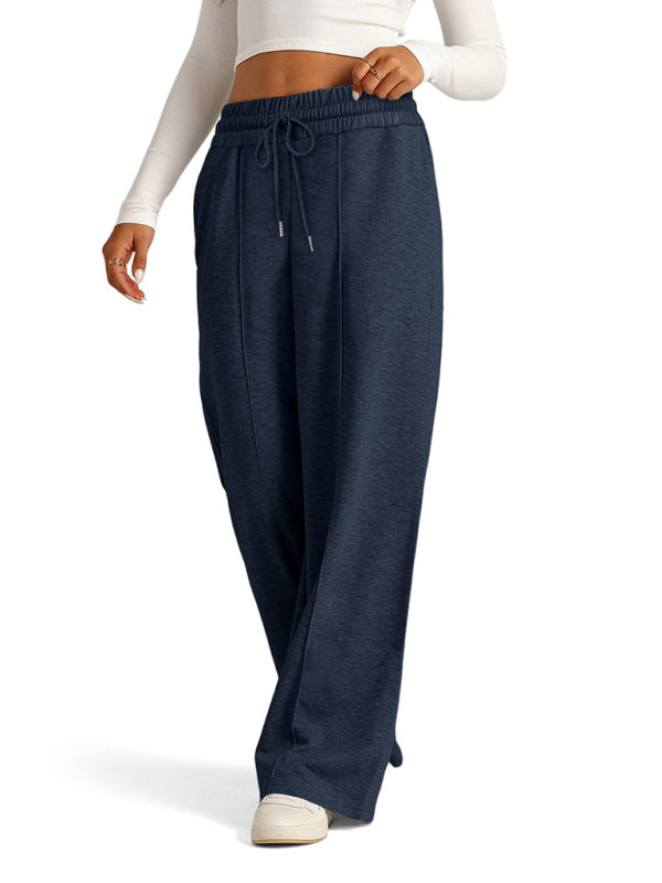 Women's Solid Color Waisted Fashion Wide Leg Casual Pants