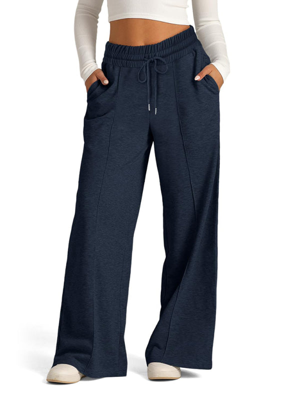 Women's Solid Color Waisted Fashion Wide Leg Casual Pants