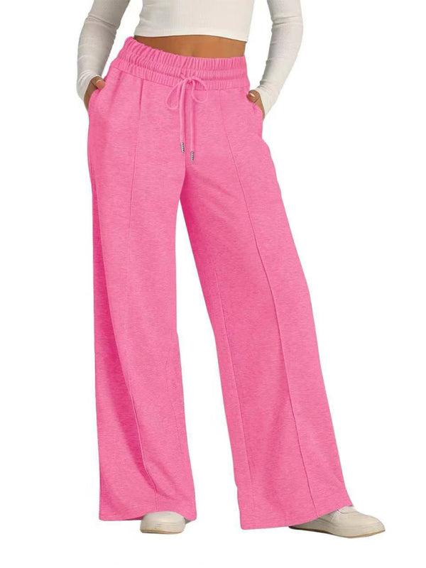 Women's Solid Color Waisted Fashion Wide Leg Casual Pants