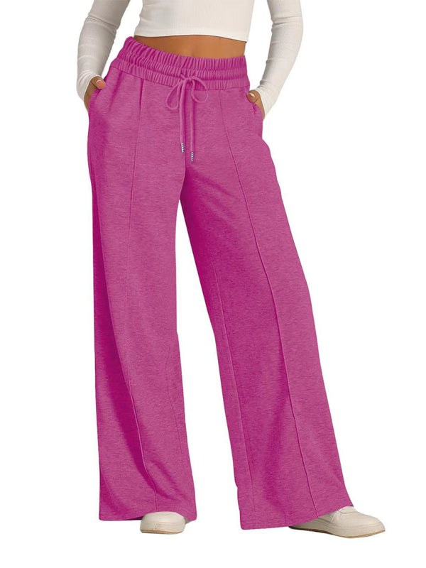 Women's Solid Color Waisted Fashion Wide Leg Casual Pants