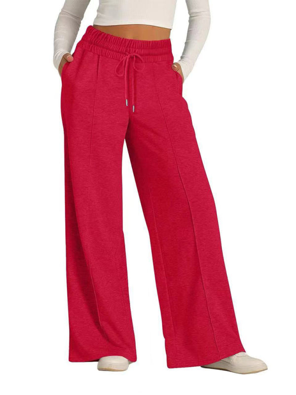 Women's Solid Color Waisted Fashion Wide Leg Casual Pants