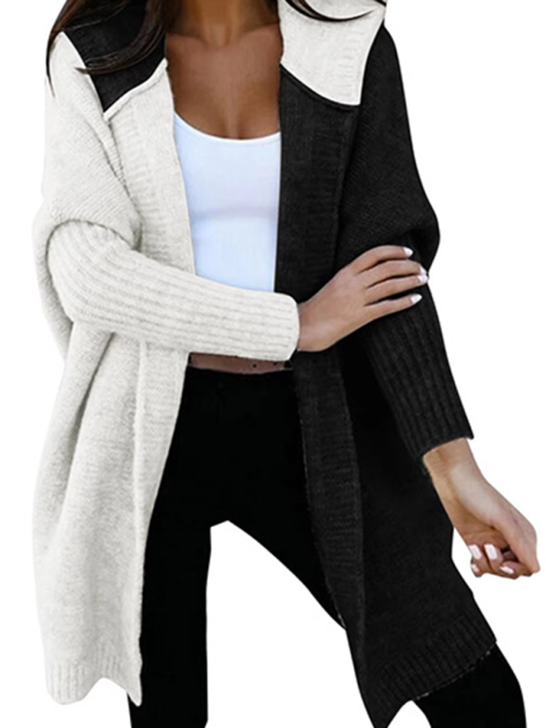 Women's Fashion Open Cardigan Hooded Loose Knitted Sweater